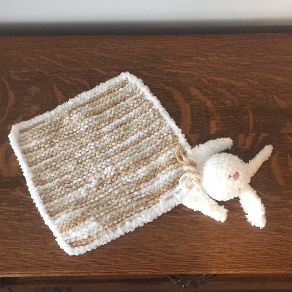Handmade Knitted Baby Bunny Lovey Security Blanket - Picture 5 of 5